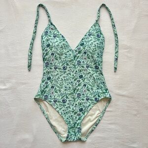Women’s Loft Blue/Green Floral One Piece Swim Suit - Size S